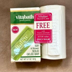 VTG Vitabath Vitabar Spring Green Gelée Bar Soap Travel Case NOS 1991 Vintage
